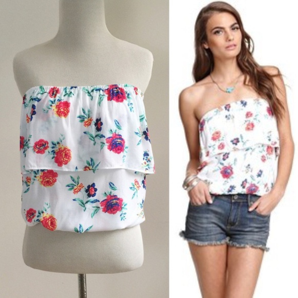Worn once !! Floral loose fitting tube top